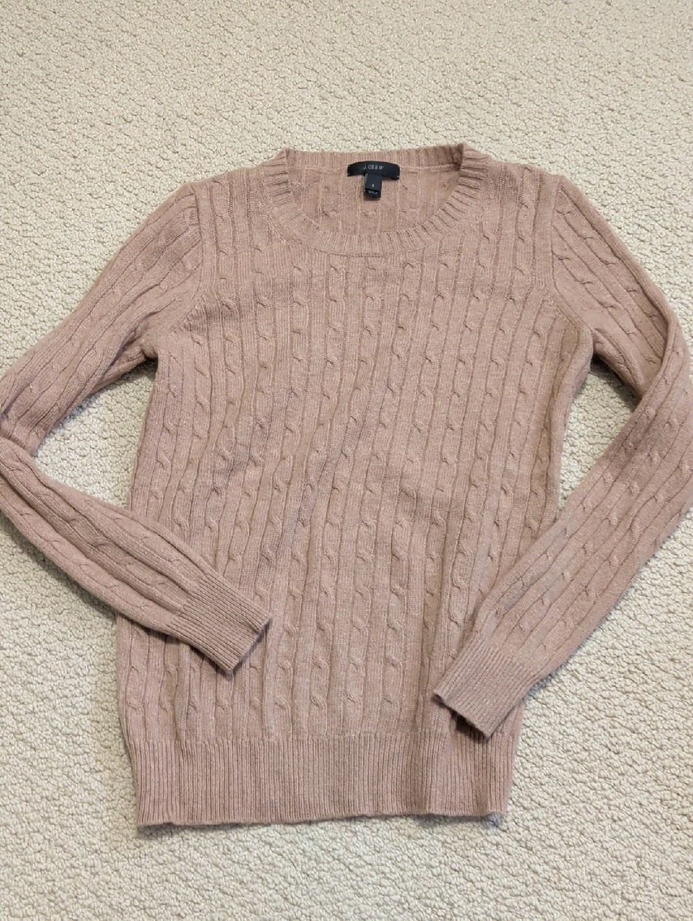 J.Crew Cable-Knit Crewneck Sweater in Tan